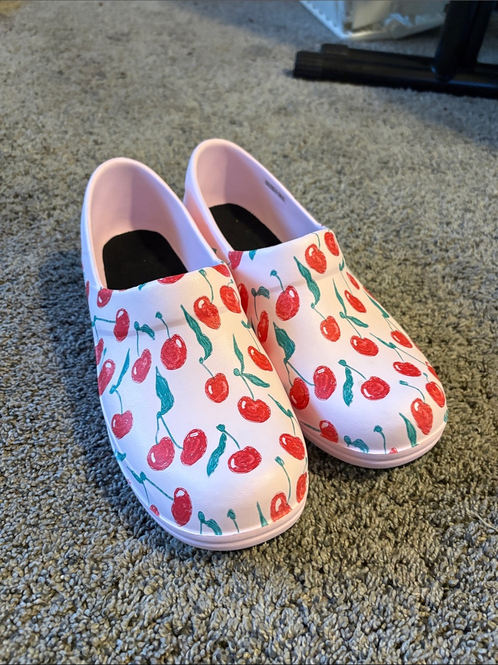 Womens' Pink Cherry Print Non- Slip - Slip-On Shoes